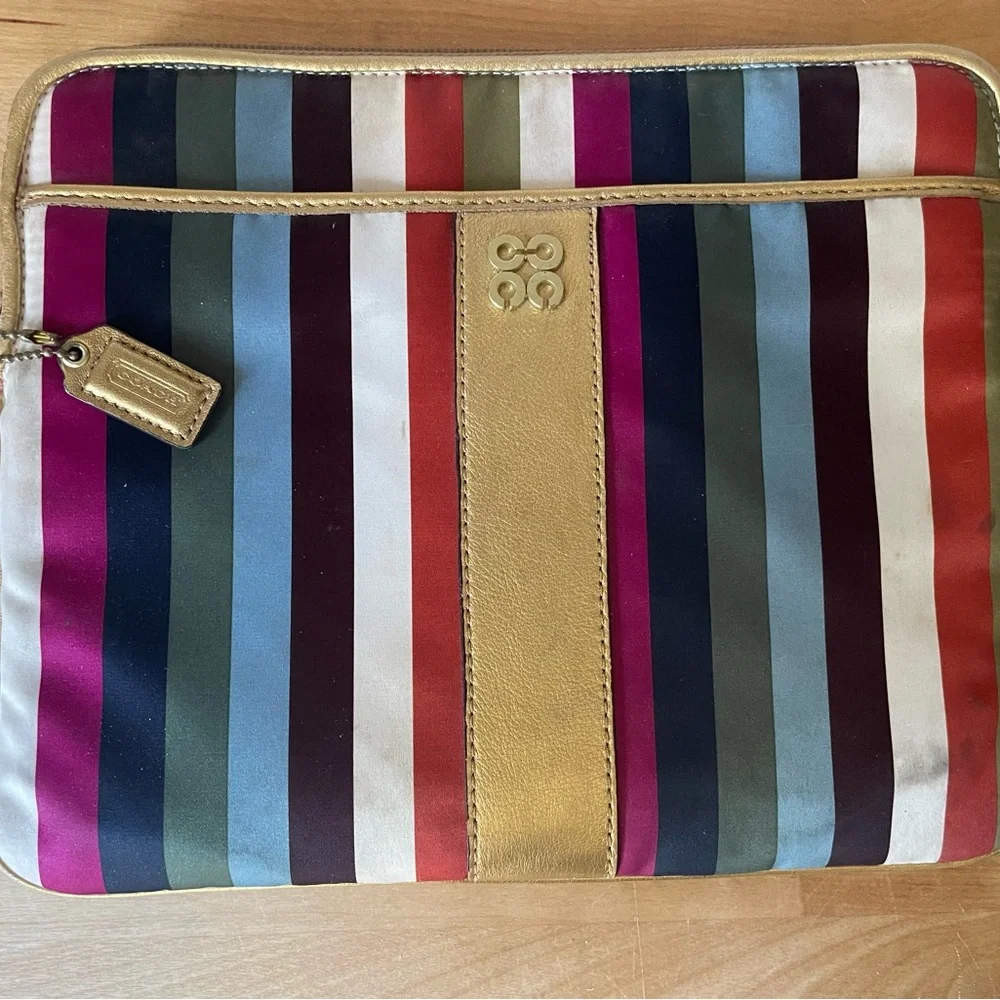 Coach Multicolor Striped and LeatherTablet IPad Case